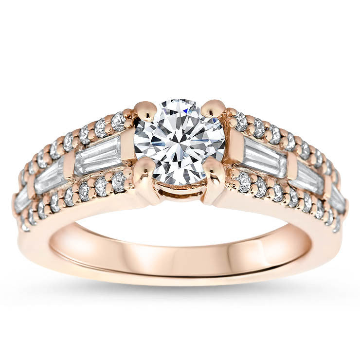 Tapered Baguette Diamond Engagement Ring Setting - Happy - Moissanite Rings