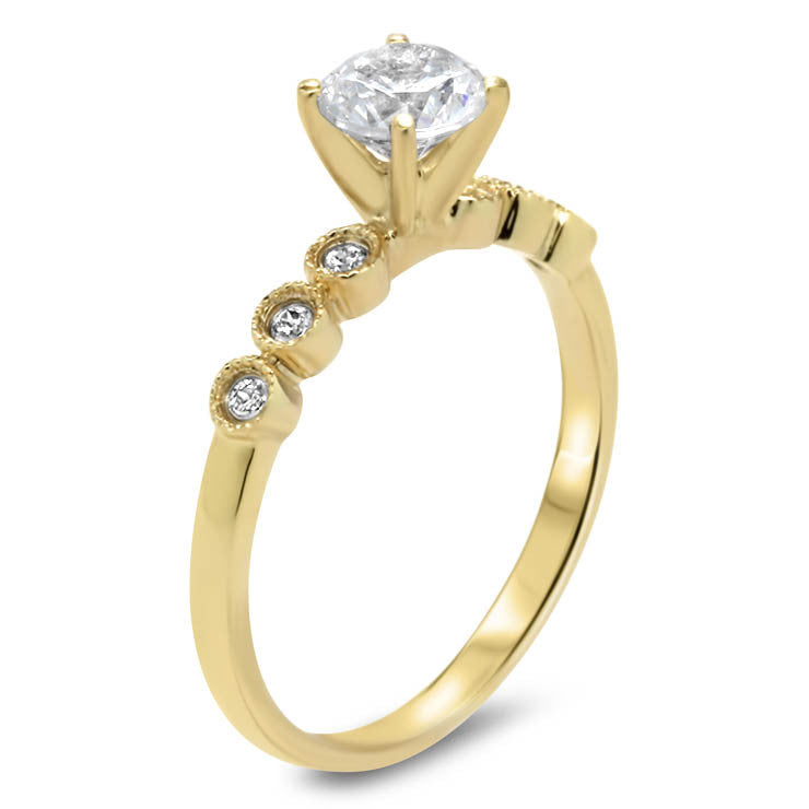 14K Yellow Gold Engagement Ring, Moissanite Ring, Promise Ring, 2 Cara