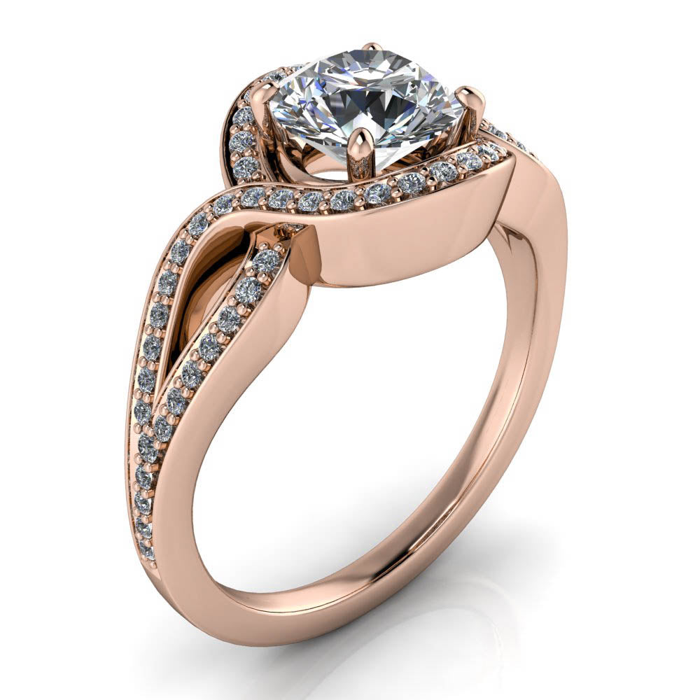 Twisted Halo Engagement Ring Setting Moissanite Center - Sena - Moissanite Rings