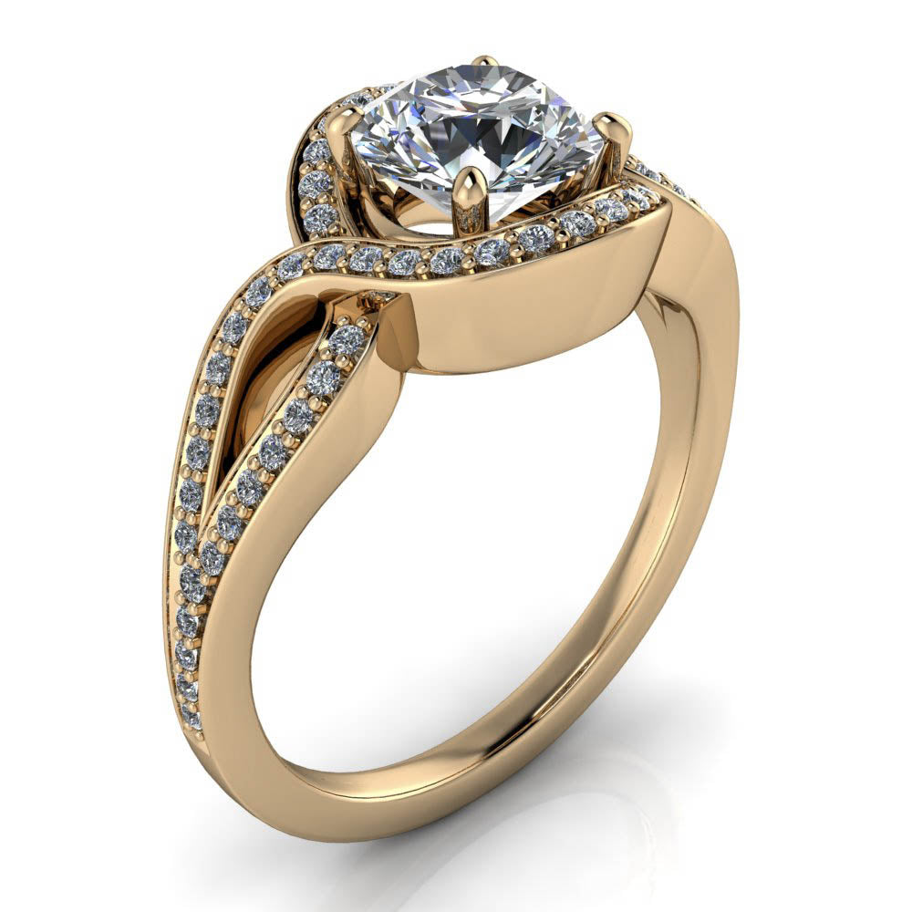 Twisted Halo Engagement Ring Setting Moissanite Center - Sena - Moissanite Rings