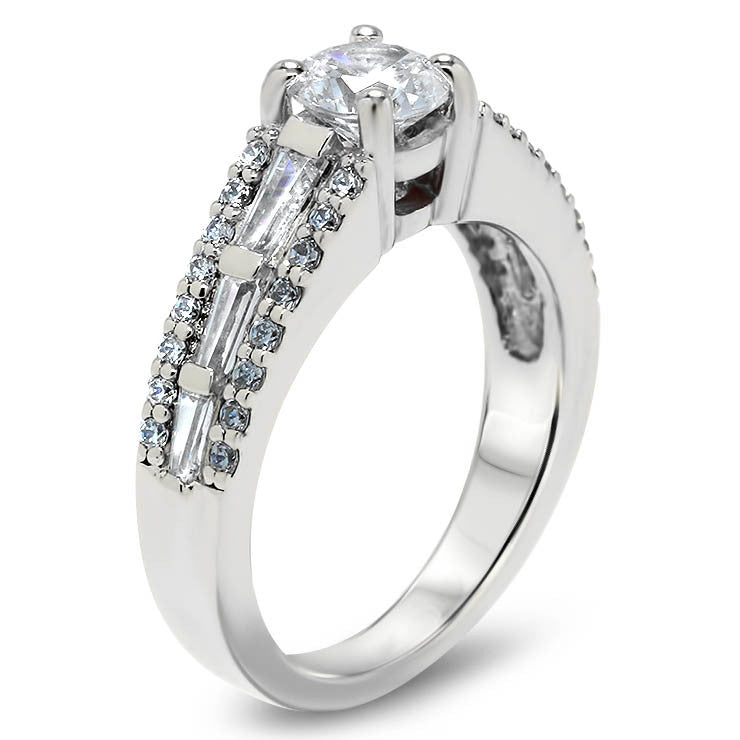 Tapered Baguette Diamond Engagement Ring Setting - Happy - Moissanite Rings