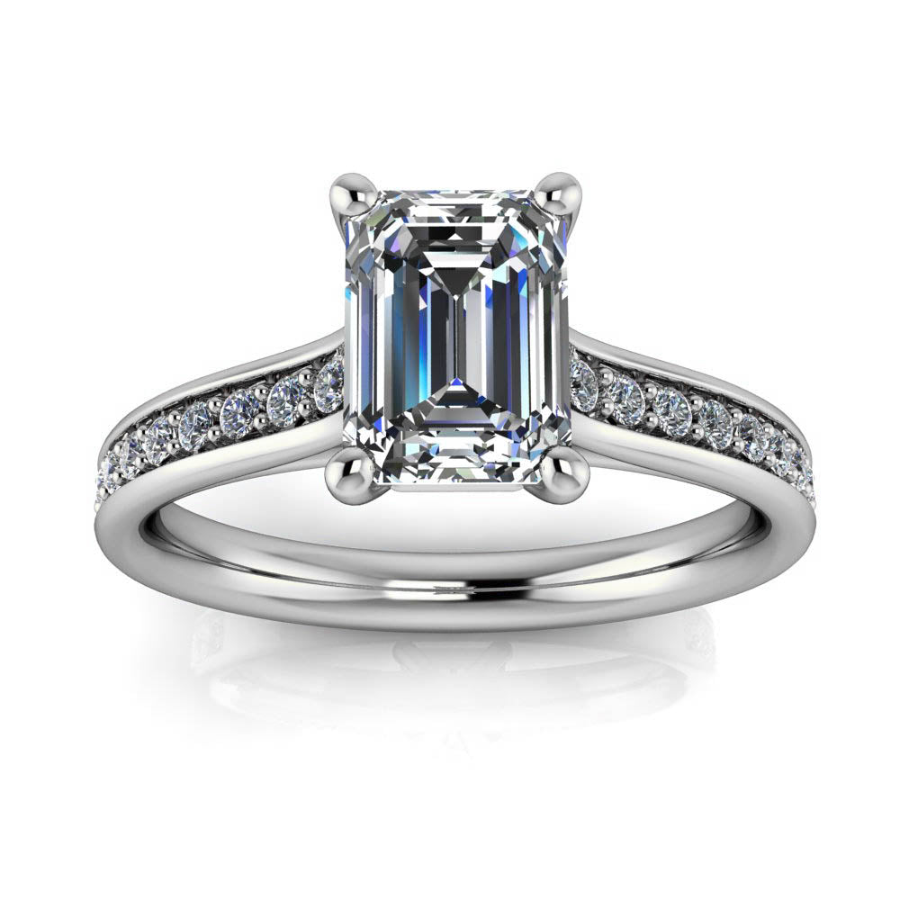 Classic Emerald Cut Engagement Ring Diamond Setting - Emma - Moissanite Rings