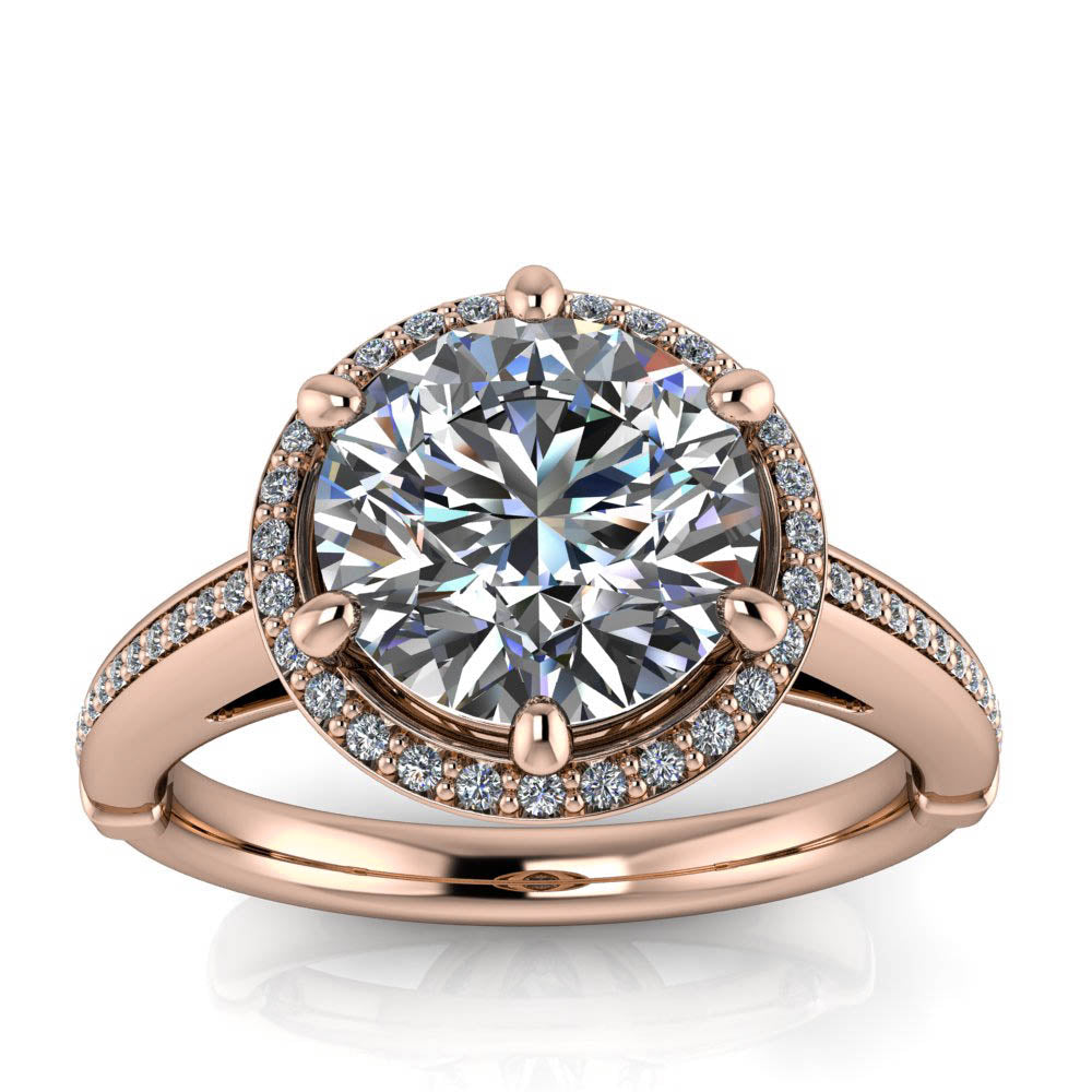 Diamond Setting 8mm Moissanite Engagement Ring Six Prong - Violetta - Moissanite Rings