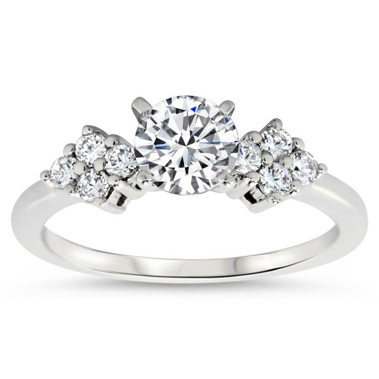 Forever One Moissanite Diamond Accented Engagement Ring - Love Cluster - Moissanite Rings