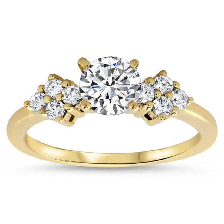 Forever One Moissanite Diamond Accented Engagement Ring - Love Cluster - Moissanite Rings