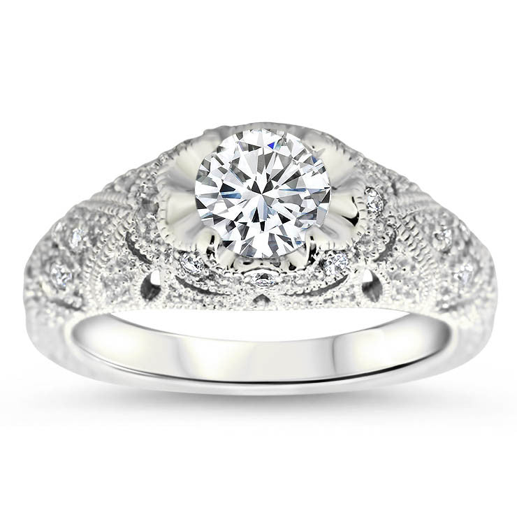 Edwardian Style Engagement Ring - Amelia - Moissanite Rings