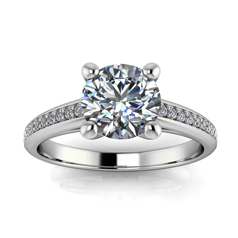 Diamond Accented Engagement Ring Moissanite Center - Madeline - Moissanite Rings