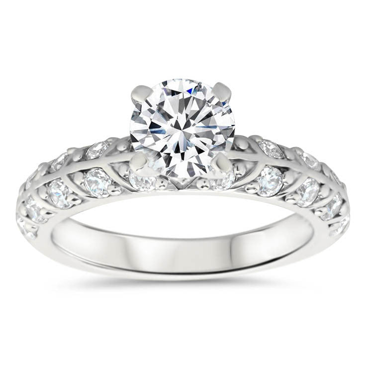 Beautiful Two Row Diamond Wedding Set - Branch  Set - Moissanite Rings