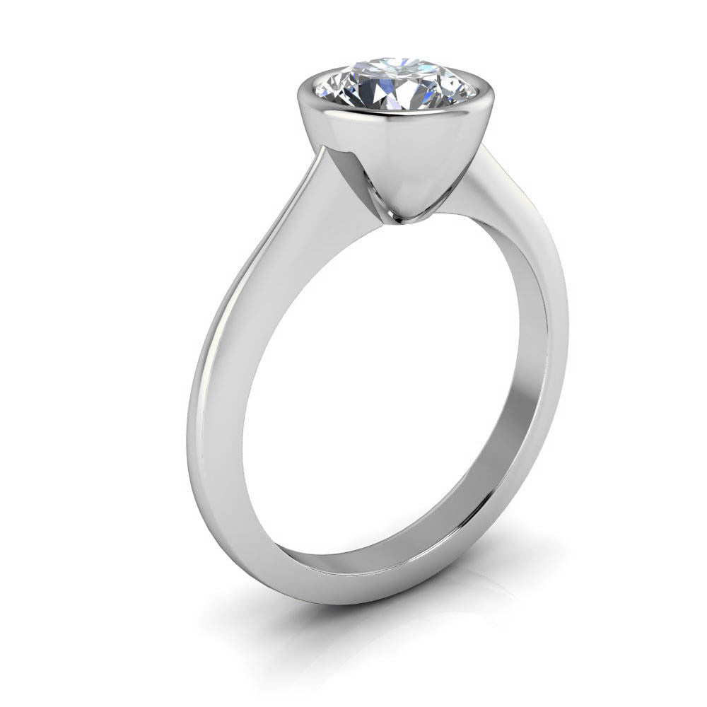 Bezel Set Solitaire Knife Edge Engagement Ring - Always 7.5mm - Moissanite Rings
