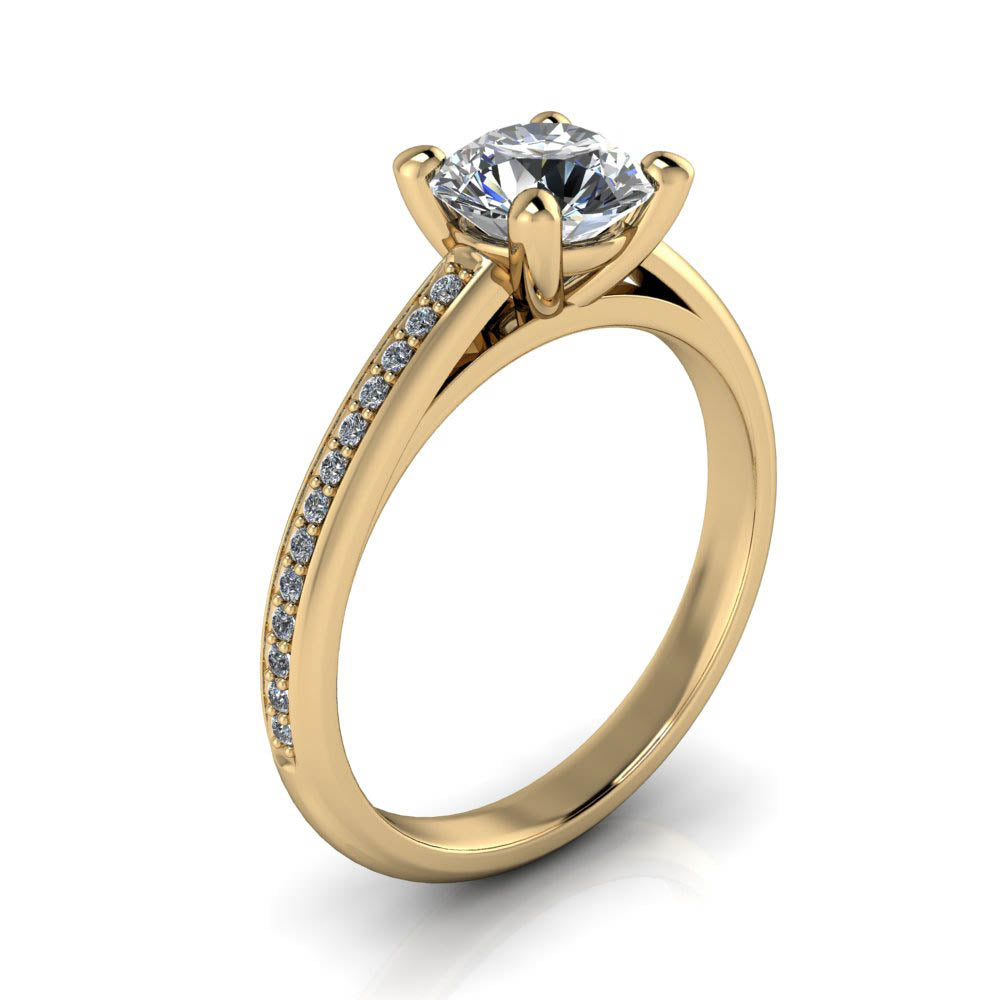 Diamond Accented Engagement Ring Moissanite Center - Madeline - Moissanite Rings