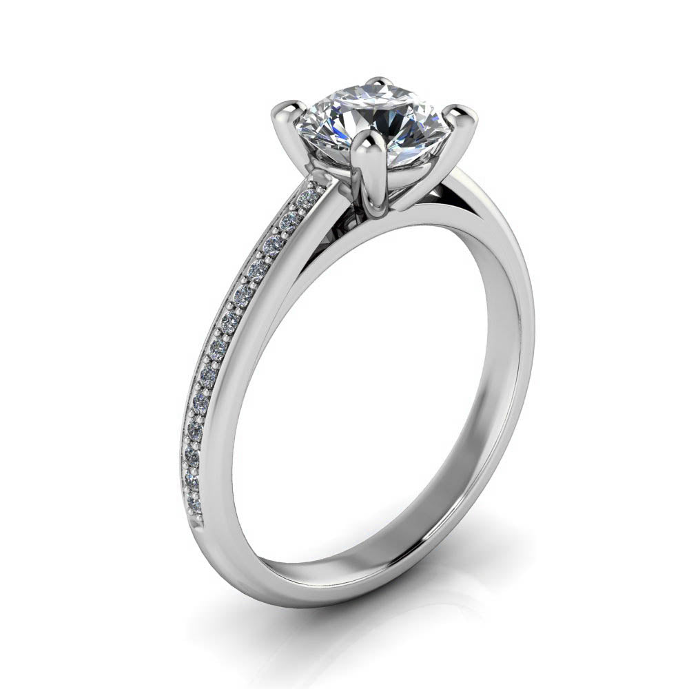 Diamond Accented Engagement Ring Moissanite Center - Madeline - Moissanite Rings