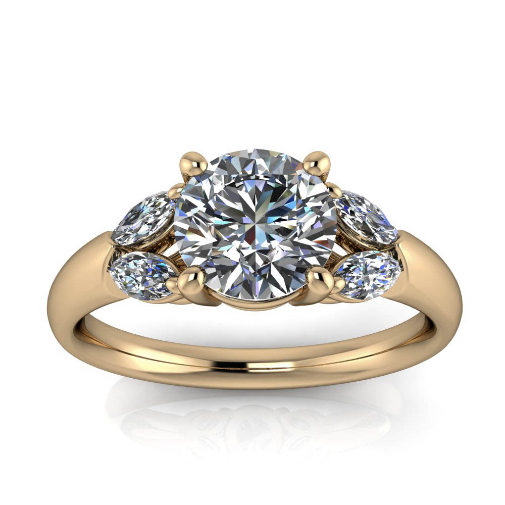 Moissanite and Diamond Engagement Ring - Petalos Diamond - Moissanite Rings