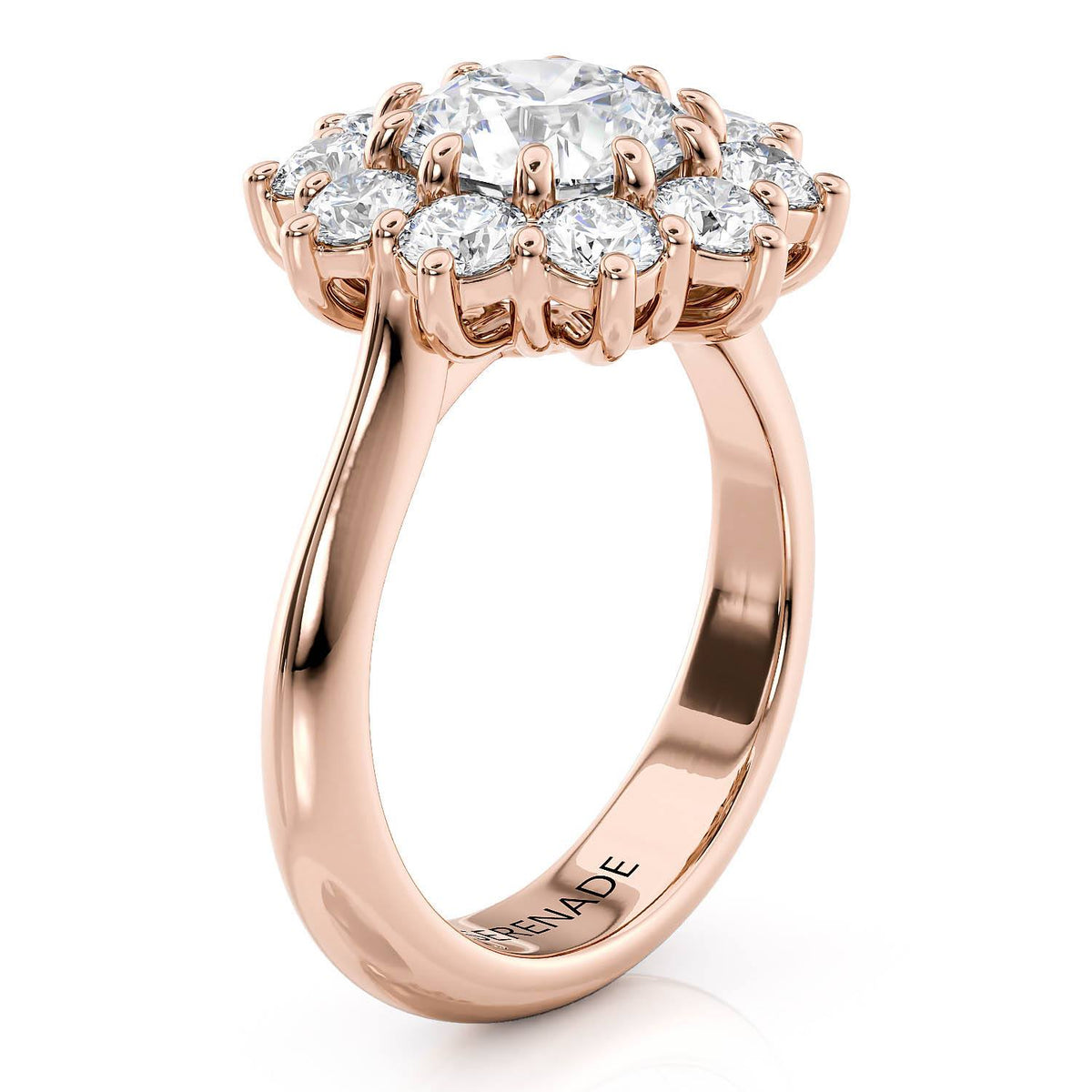 Large Diamond Halo Engagement Ring - Charlie
