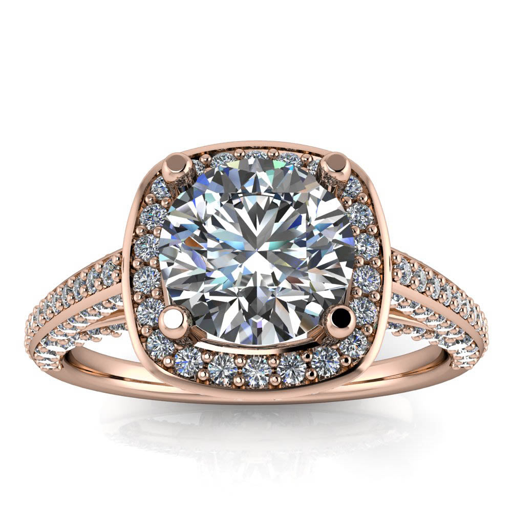 Fana Cushion-Shaped Waterfall Halo Diamond Engagement Ring | Gaines Jewelry  | Flint, MI