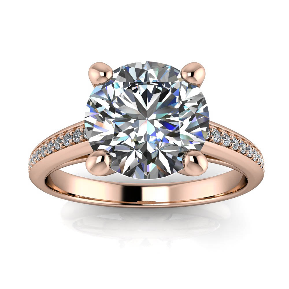 2 carat Moissanite and Diamond Engagement Ring - Madeline 2 ct - Moissanite Rings