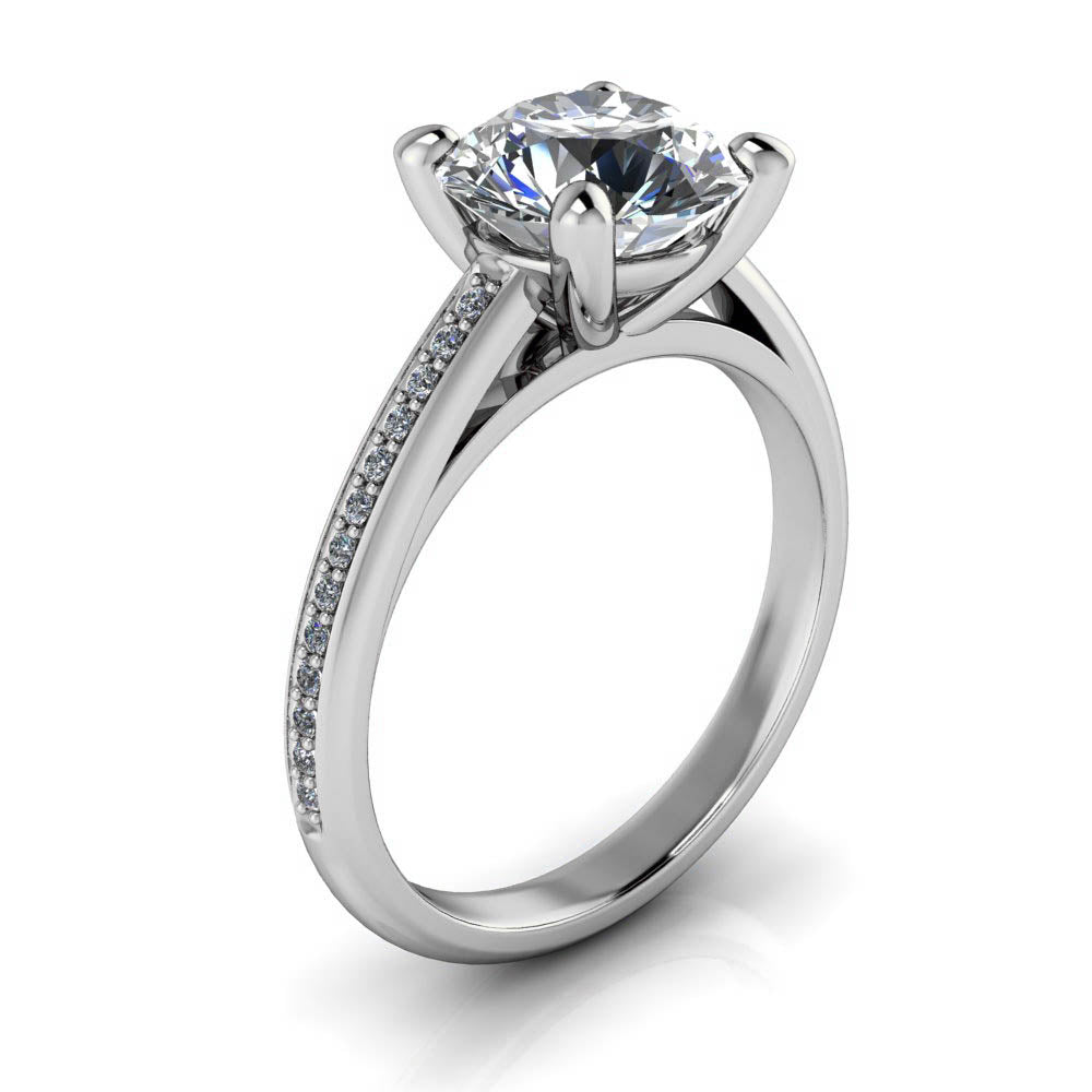 2 carat Moissanite and Diamond Engagement Ring - Madeline 2 ct - Moissanite Rings