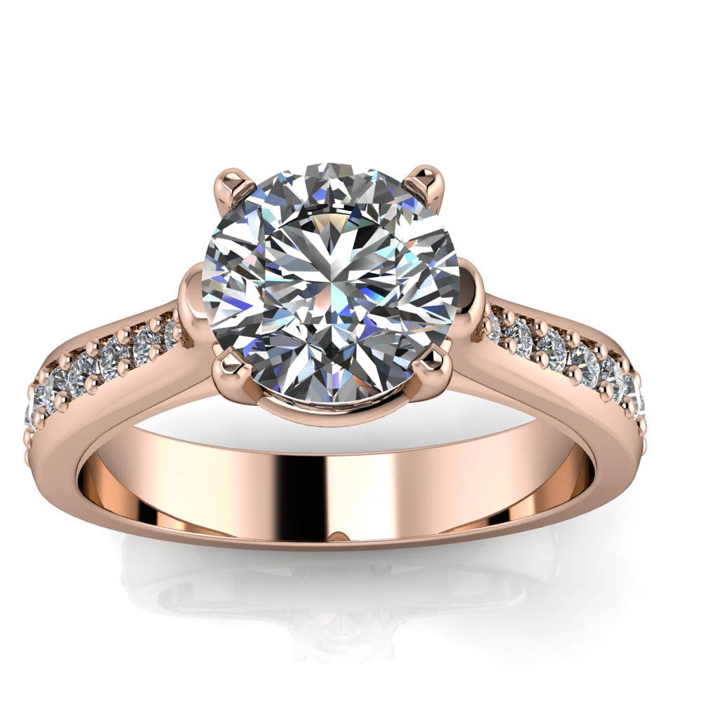 Diamond Accented Moissanite Engagement Ring - Kennedy - Moissanite Rings