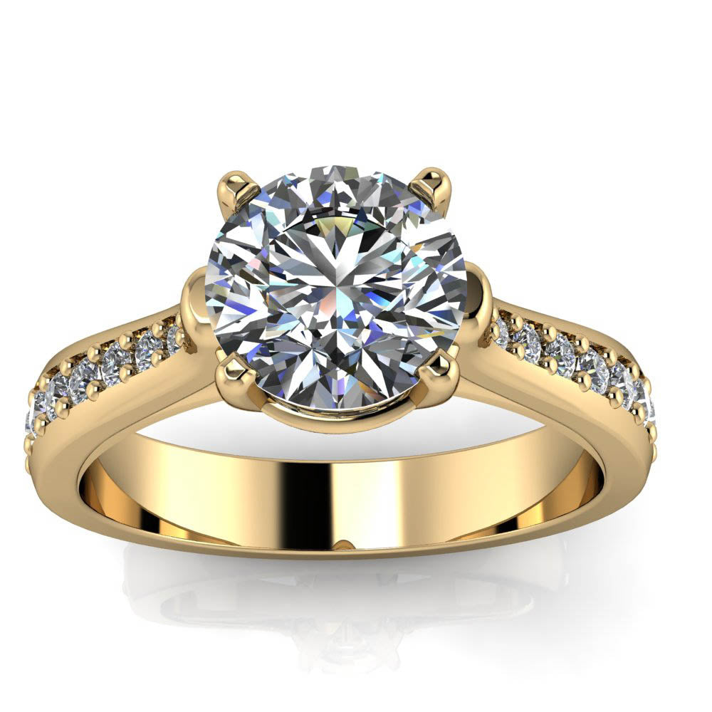 Diamond Accented Moissanite Engagement Ring - Kennedy - Moissanite Rings