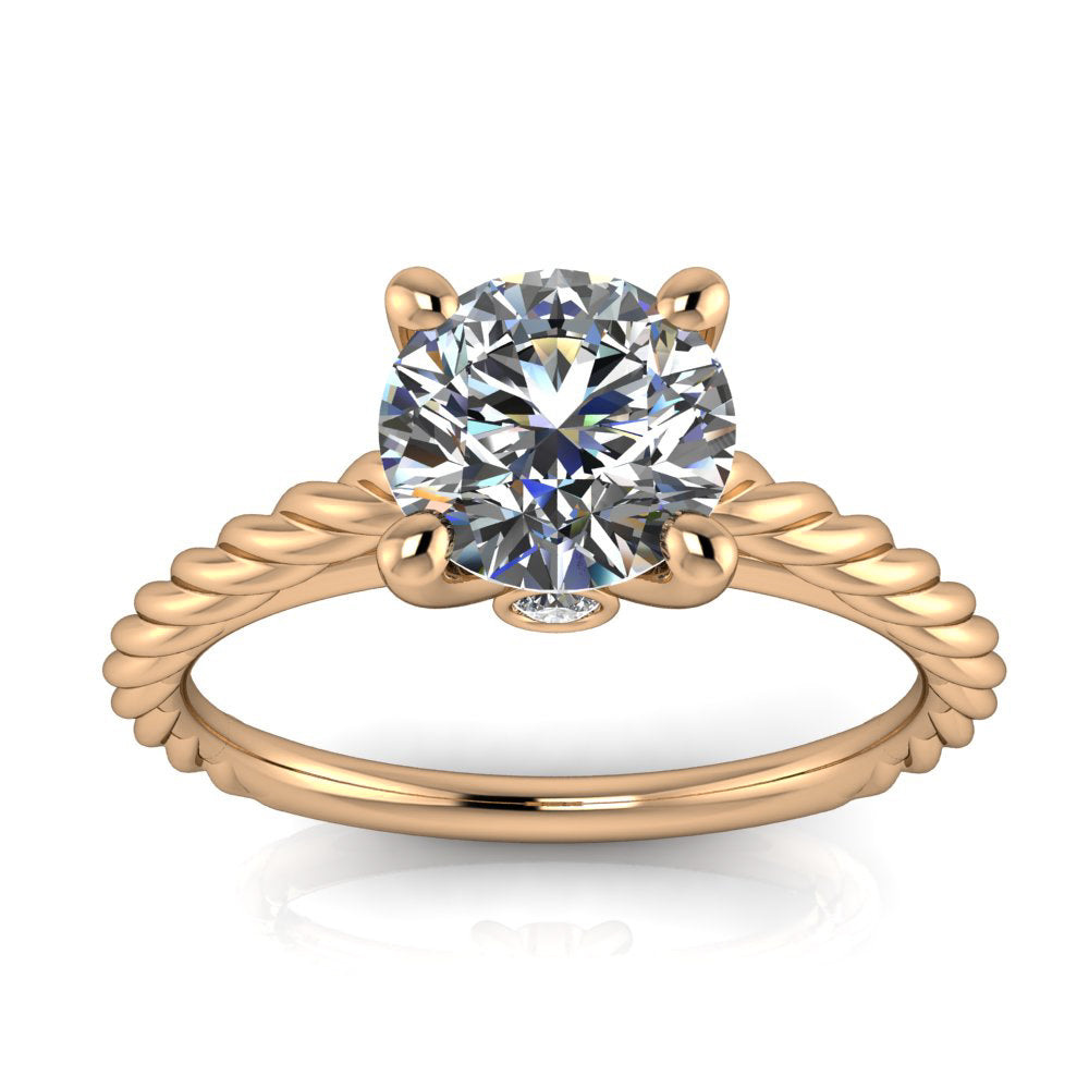 Pave Rope Diamond Engagement Ring In Gold With Halo