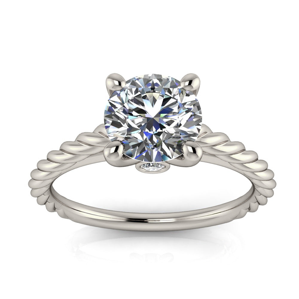 Rope Band Cathedral Solitaire Engagement Ring - Marina