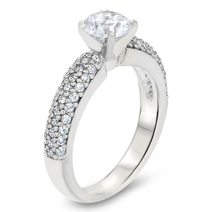 Diamond Pave Engagement Ring Forever One Moissanite Center -  Pip - Moissanite Rings