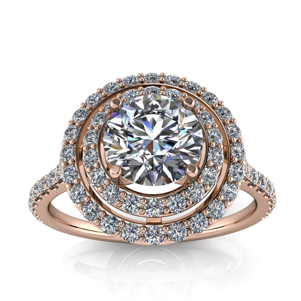 Double Halo Engagement Ring - Donatella – Moissanite Rings