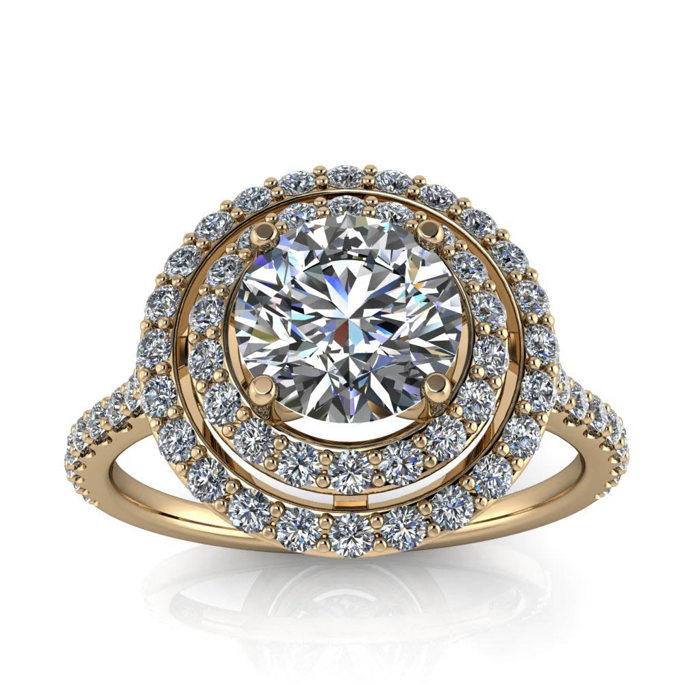 Double Halo Engagement Ring - Donatella - Moissanite Rings