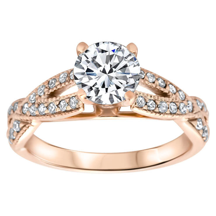 Criss Cross Diamond Engagement Ring Moissanite Engagement Ring  - Lexi - Moissanite Rings