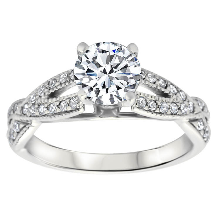 Criss Cross Diamond Wedding Set - Lexi Set - Moissanite Rings