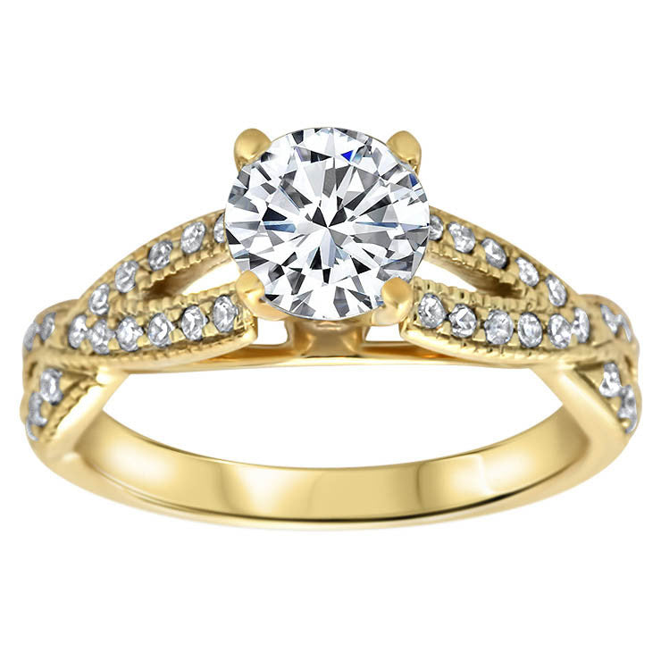 Criss Cross Diamond Engagement Ring Moissanite Engagement Ring  - Lexi - Moissanite Rings
