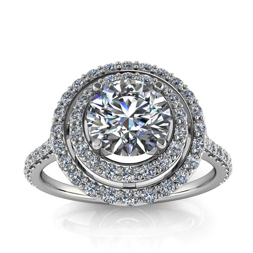 Double Halo Engagement Ring - Donatella - Moissanite Rings