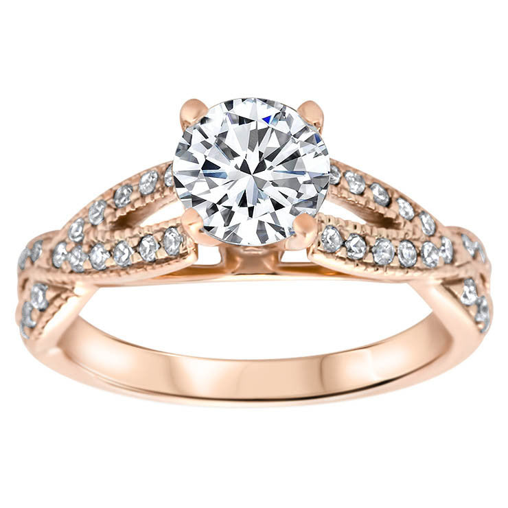 Criss Cross Diamond Wedding Set - Lexi Set - Moissanite Rings