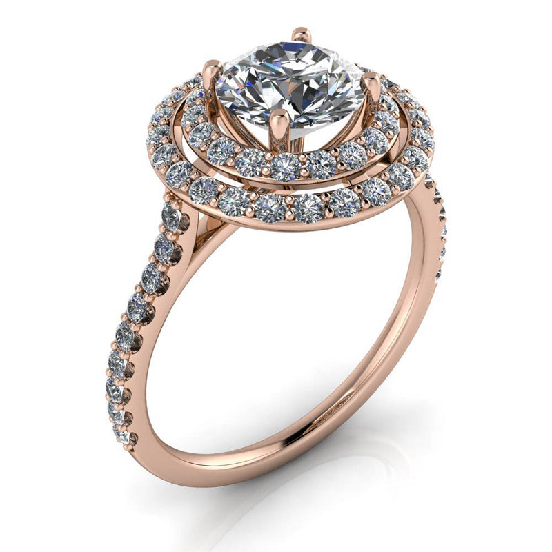 Double Halo Engagement Ring - Donatella - Moissanite Rings
