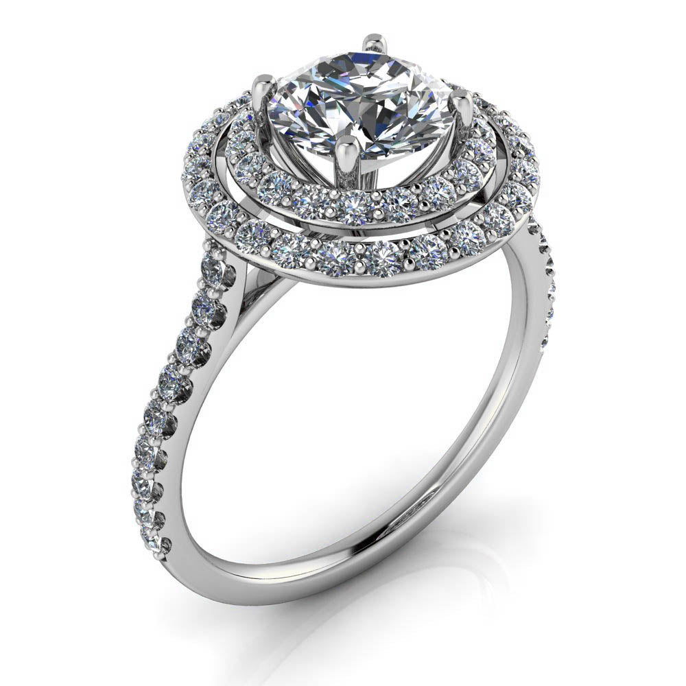 Double Halo Engagement Ring - Donatella