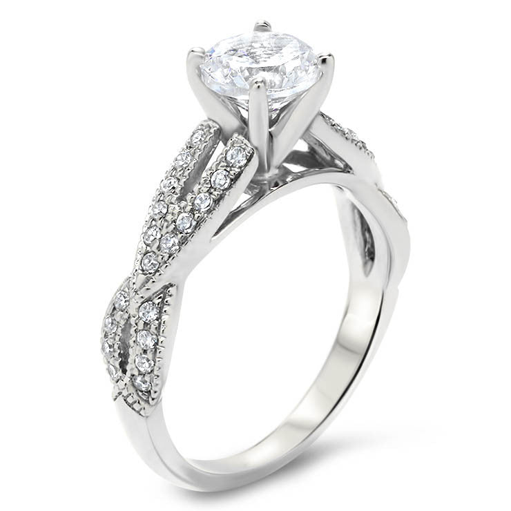 Criss Cross Diamond Wedding Set - Lexi Set - Moissanite Rings