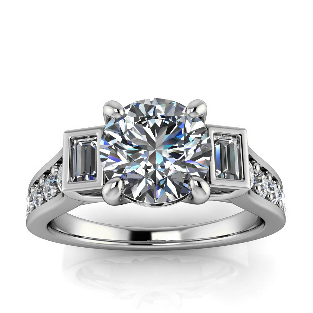 Modern Engagement Ring - Amsterdam Round - Moissanite Rings