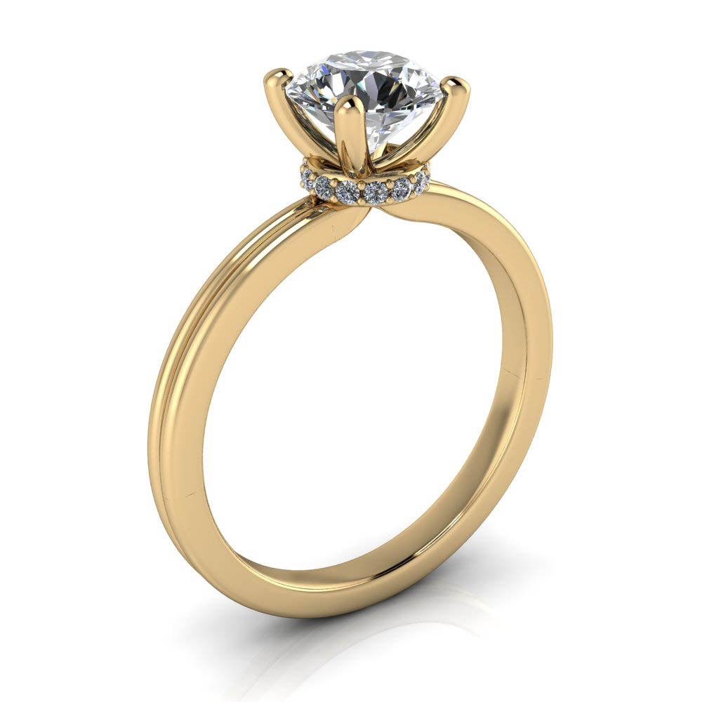 Diamond Banded Solitaire Engagement Ring - Isabel - Moissanite Rings