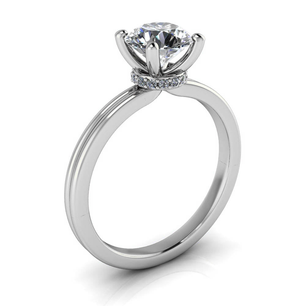 Diamond Banded Solitaire Engagement Ring - Isabel - Moissanite Rings
