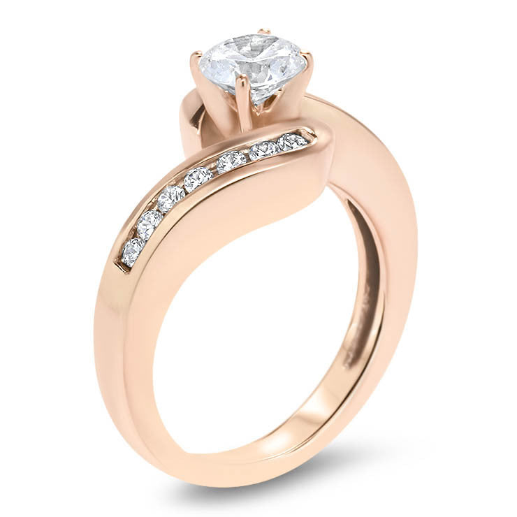 Channel Set Diamond Engagement Ring Moissanite Center -  Gloria - Moissanite Rings