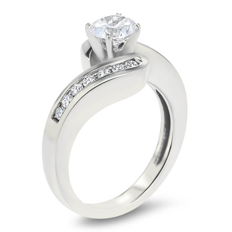 Channel Set Diamond Engagement Ring Moissanite Center -  Gloria - Moissanite Rings