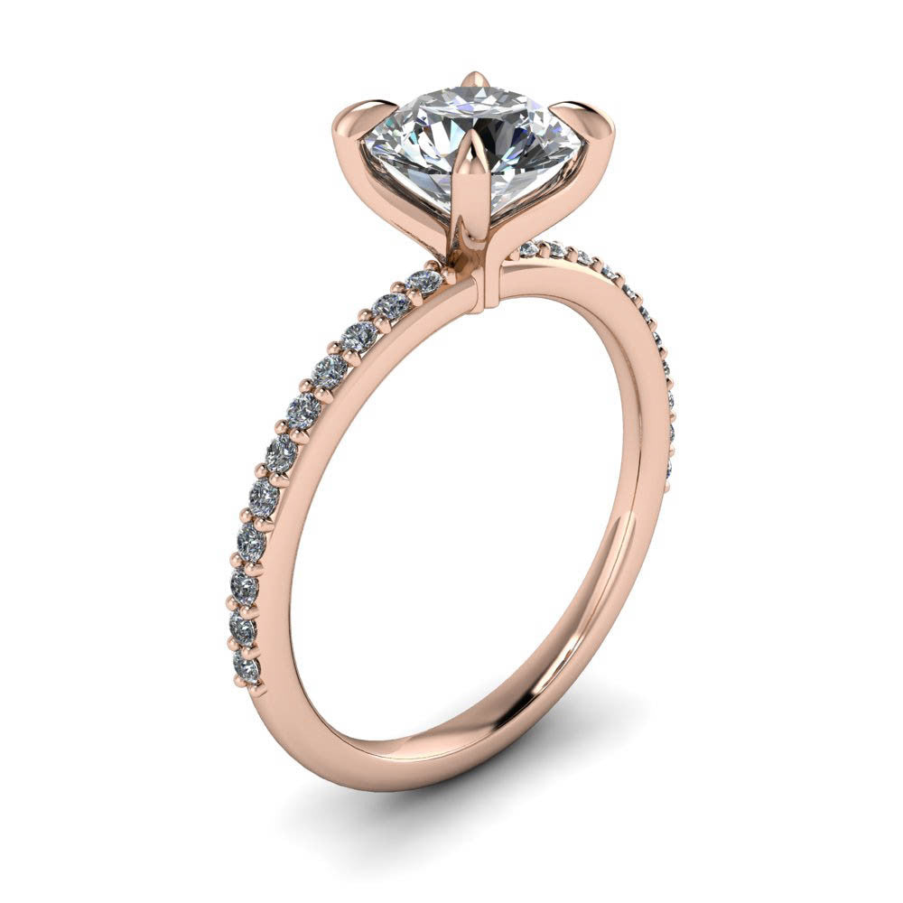 Single Row Diamond Engagement Ring Moissanite Center - Bali ...