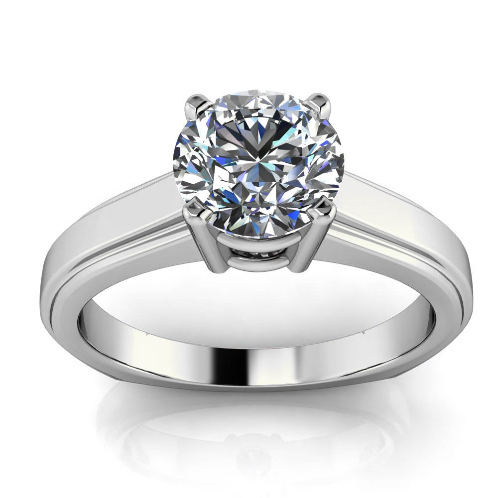 Moissanite Solitaire Engagement Ring Euro Shank - Alissa - Moissanite Rings