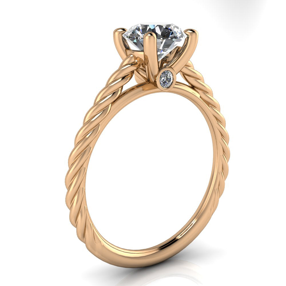 Twist Rope Style 1.75 Carat VS2 F Round Cut Diamond Engagement Ring