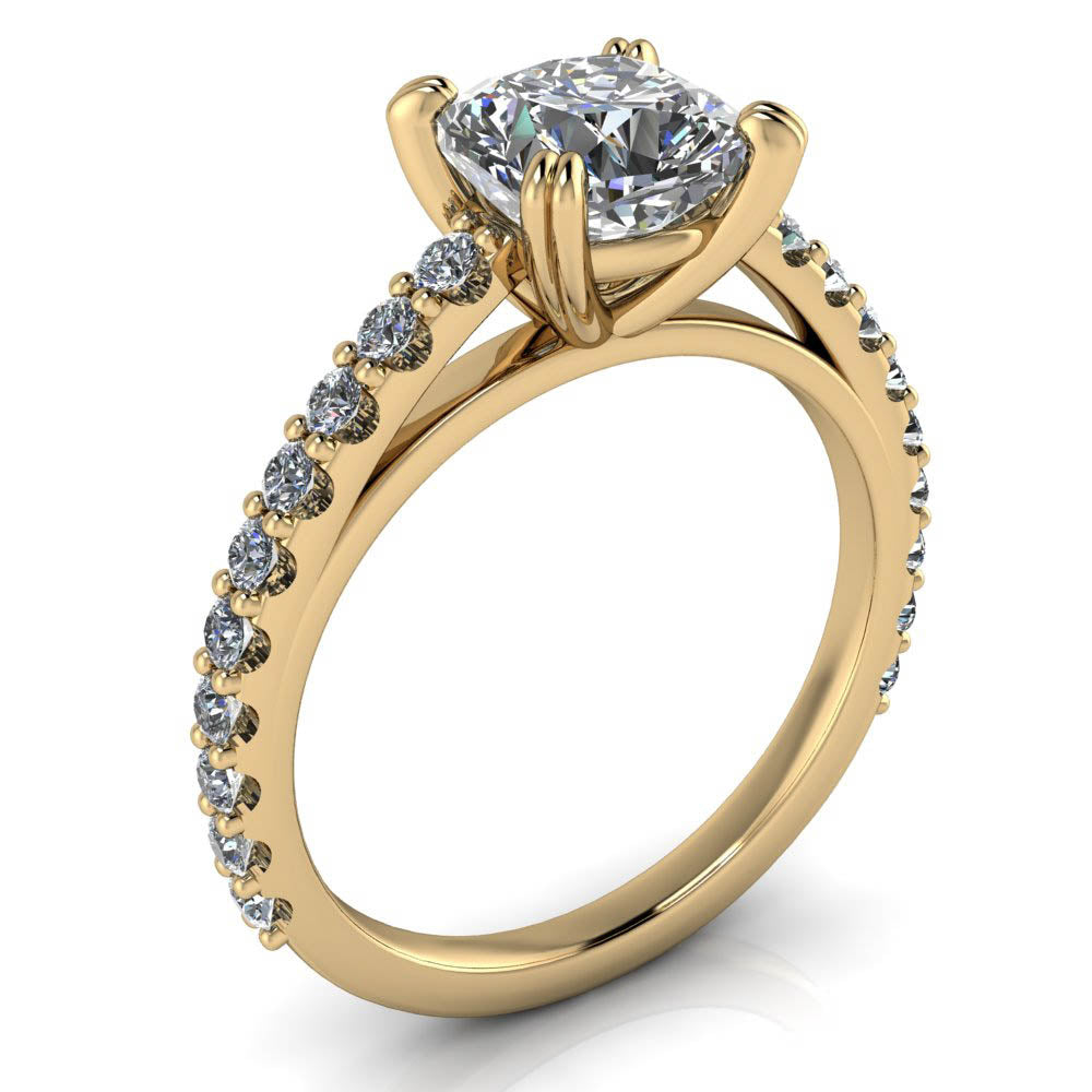 Diamond Engagement Ring Setting Cushion Cut Moissanite Center - Esther - Moissanite Rings