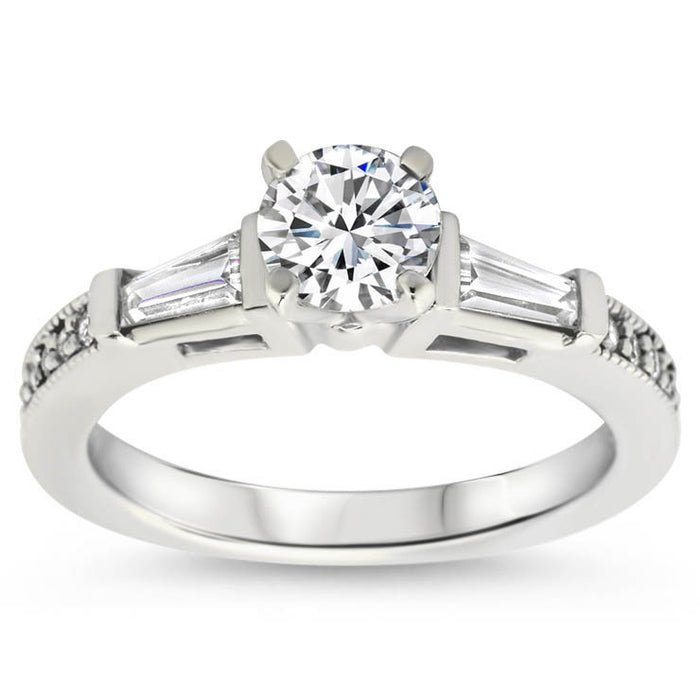 Tapered Baguette Diamond Engagement Ring Setting - Maxine