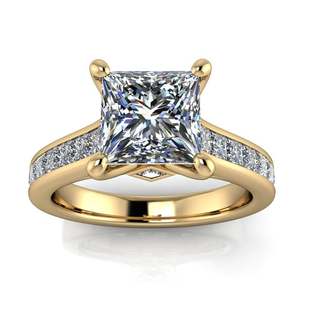 Princess Cut Channel Set Engagement Ring - Ruth - Moissanite Rings