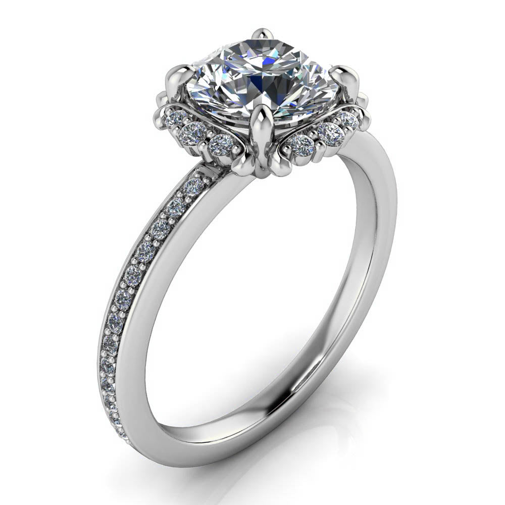 Vintage Inspired Moissanite Diamond Halo Engagement Ring - Darby - Moissanite Rings