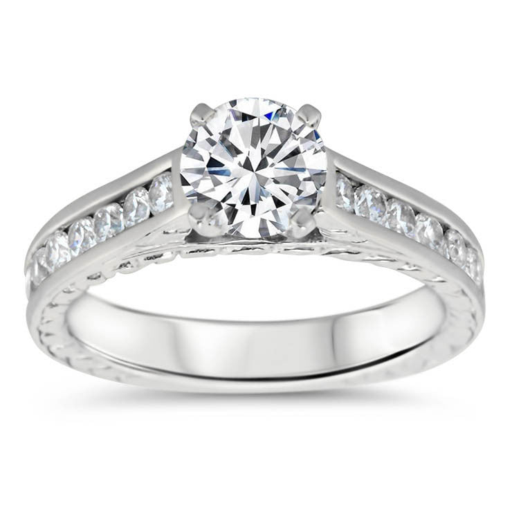 Channel Set Diamond Wedding Set - Channel 8 Set - Moissanite Rings