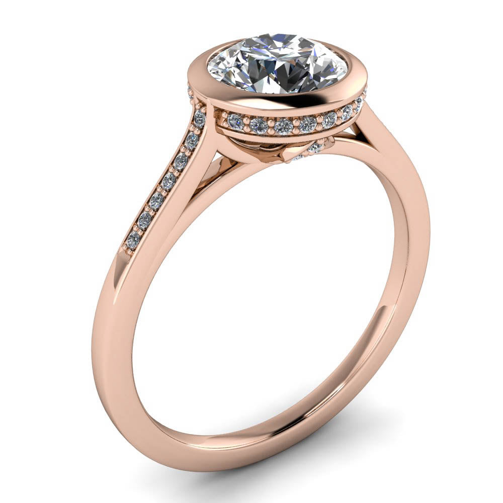 Diamond Bezel Set Moissanite Engagement Ring - Cherish - Moissanite Rings