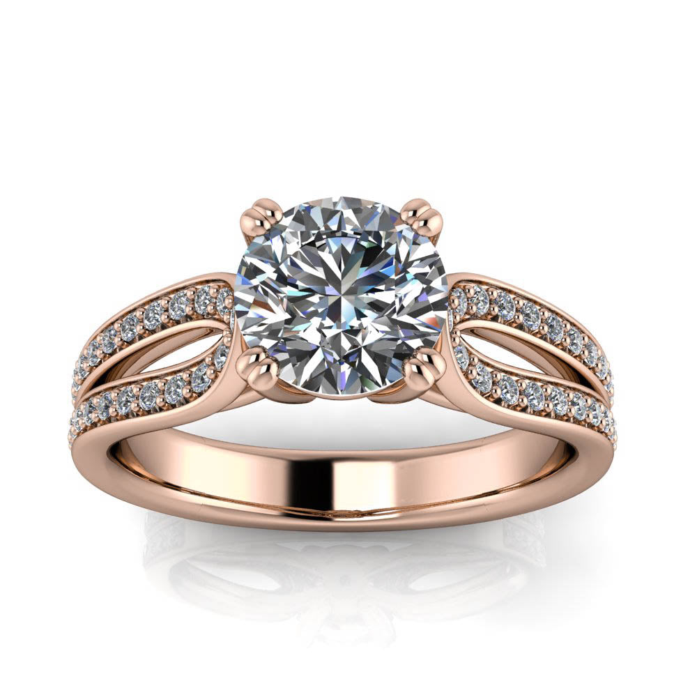 Diamond and Moissanite Engagement Ring - Ada - Moissanite Rings